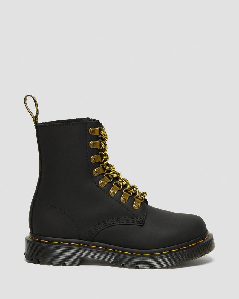 Dr Martens 1460 Pascal DM's Wintergrip Læder Snørestøvler Dame Sort | DK 185PJJ